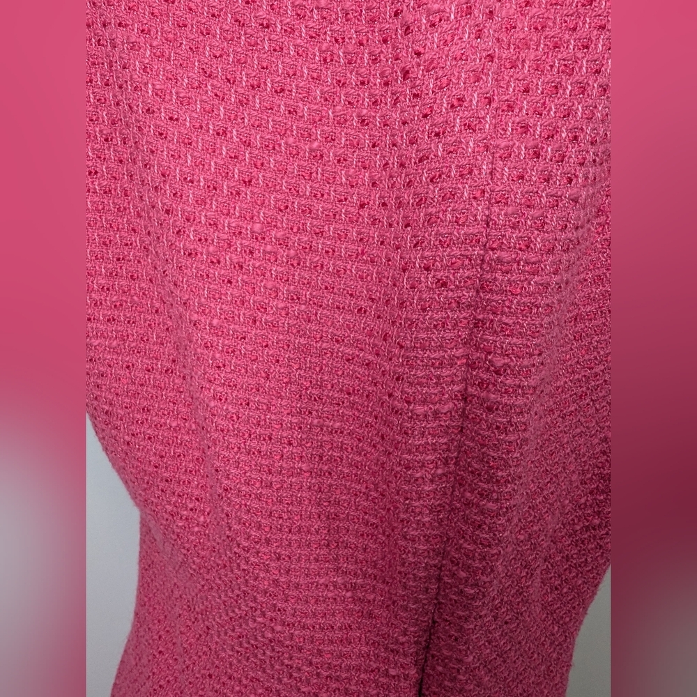 Elegant Pink Tweed Short Sleeve Knee Length Dress - Picture 7 of 15